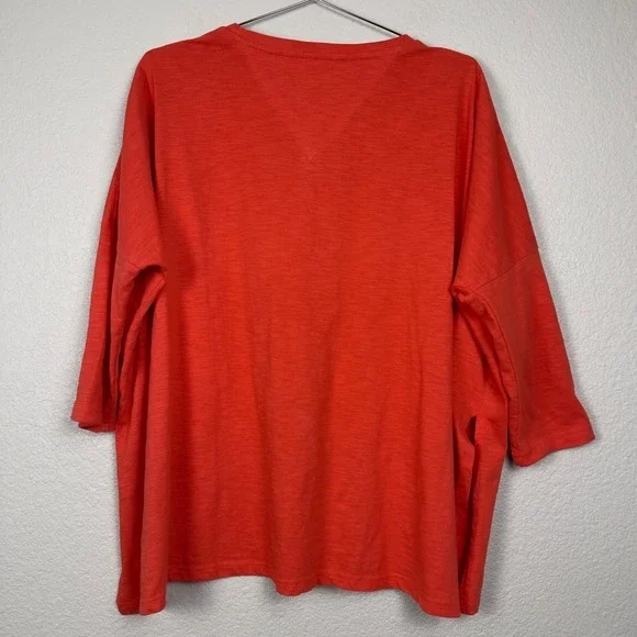 MERSEA Catalina Slub Tee Orange Red Oversized French Tuck Side Slit One Size - Picture 6 of 13